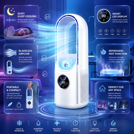 Compact Bladeless Portable AC Unit with Quiet Operation | Ideal Small Portable Air Conditioner for Bedrooms and Offices 3