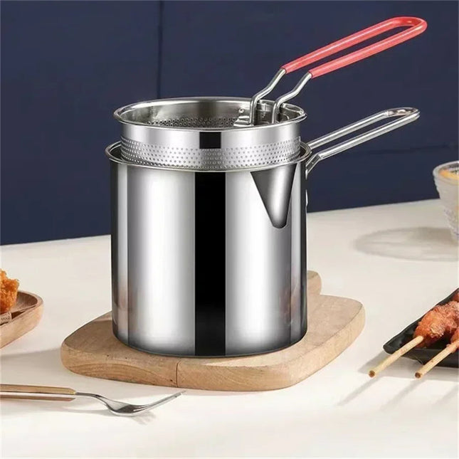 Compact Deep Fryer | 1200ML Stainless Steel Pot with Strainer for Perfectly Crispy Meals 1