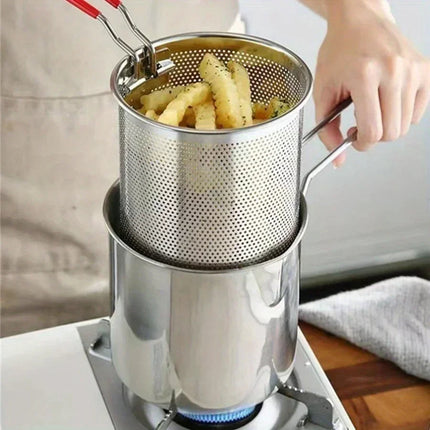 Compact Deep Fryer | 1200ML Stainless Steel Pot with Strainer for Perfectly Crispy Meals 2