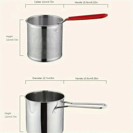 Compact Deep Fryer | 1200ML Stainless Steel Pot with Strainer for Perfectly Crispy Meals 3