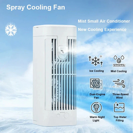 Compact Mini Desk Fan with Spray Cooling & Quiet Operation | USB-Powered for Instant Relief 2