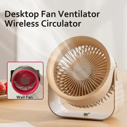 Compact Mini Fan | Small Desk Fan with 3600 mAh Battery & 4 Speed Settings | Perfect for Home or Travel Cooling 3