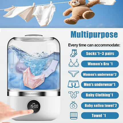 Compact Mini Washing Machine | USB Rechargeable with Dual Cleaning Modes | Portable Solution for Travel and Small Spaces 2