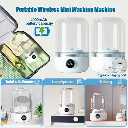 Compact Mini Washing Machine | USB Rechargeable with Dual Cleaning Modes | Portable Solution for Travel and Small Spaces 6