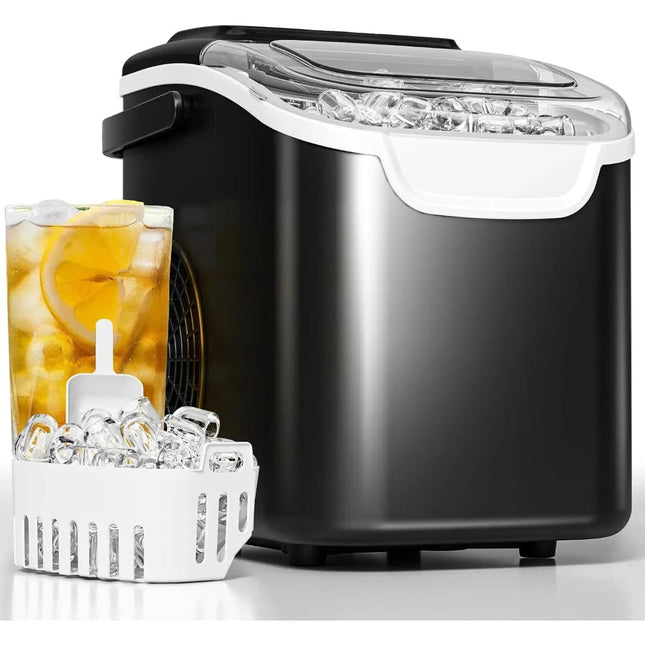 Compact Nugget Ice Maker | Portable Countertop Ice Machine with Self-Cleaning Function | Fast Ice Production for Home and Office 0