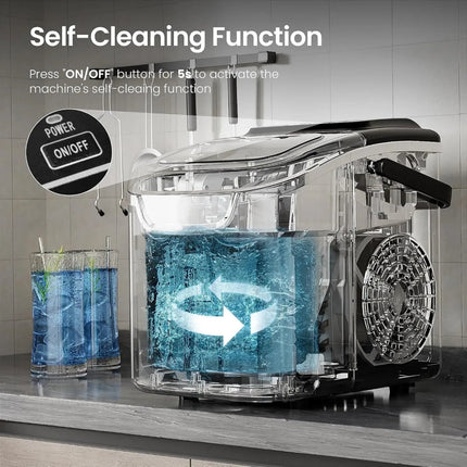 Compact Nugget Ice Maker | Portable Countertop Ice Machine with Self-Cleaning Function | Fast Ice Production for Home and Office 3
