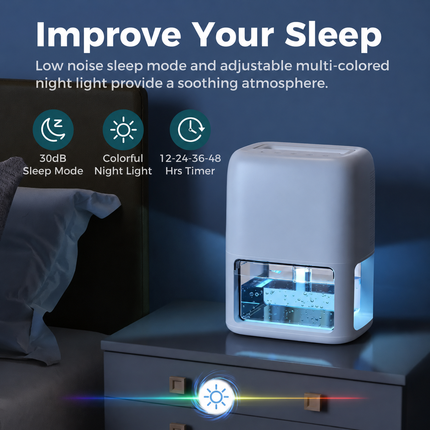 Compact Portable Dehumidifier | Quiet Operation & Auto Shut Off | Ideal Humidity Control for Basements and Small Spaces 1