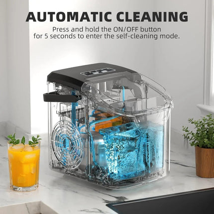 Compact Portable Ice Maker | Fast Ice Production with Self-Cleaning Function for Home and Outdoor Use 4