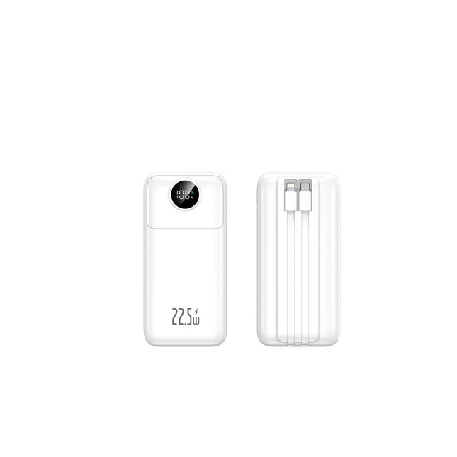 Compact Power Bank | Integrated Charging Cables & Digital Indicator | Portable Solution for On-the-Go Charging 0