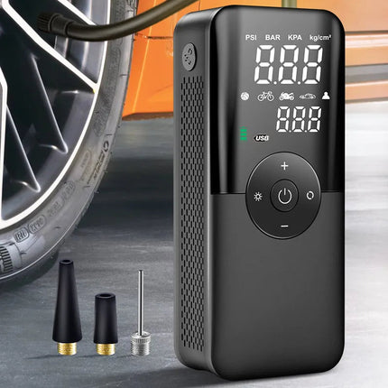 Compact Tire Pump | Portable Inflator with Digital Display & LED Light | Essential Tool for Quick Inflation 0