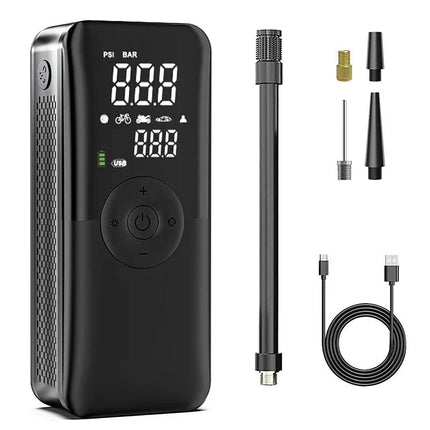 Compact Tire Pump | Portable Inflator with Digital Display & LED Light | Essential Tool for Quick Inflation 1