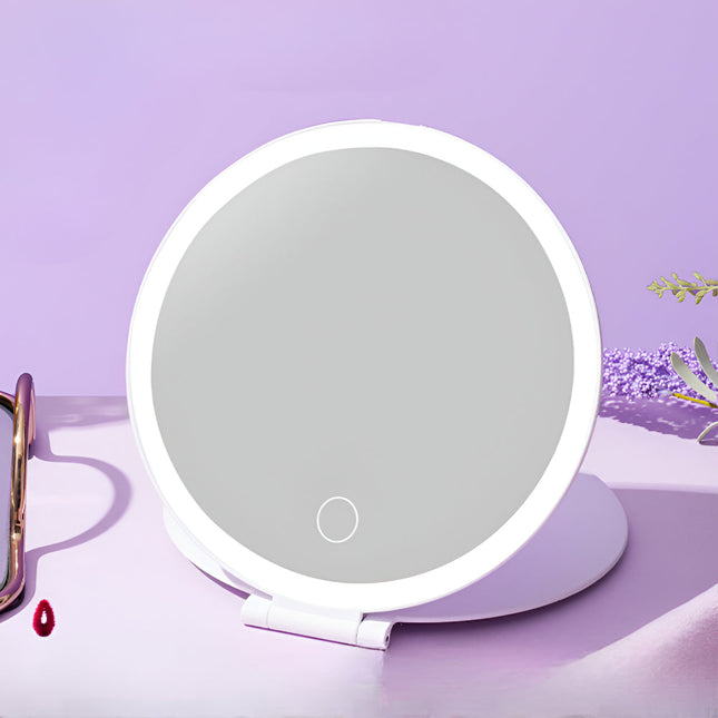 Compact Travel Vanity Mirror with Bright LED Lighting & Touch Control 0