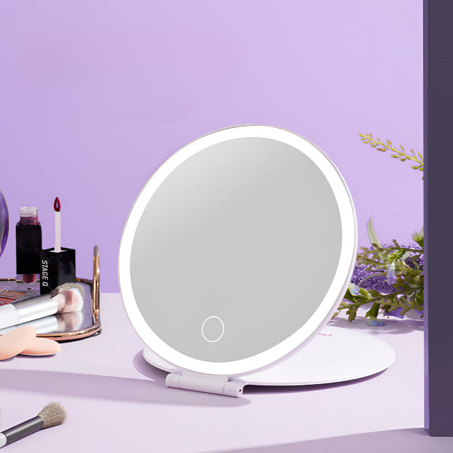Compact Travel Vanity Mirror with Bright LED Lighting & Touch Control 1