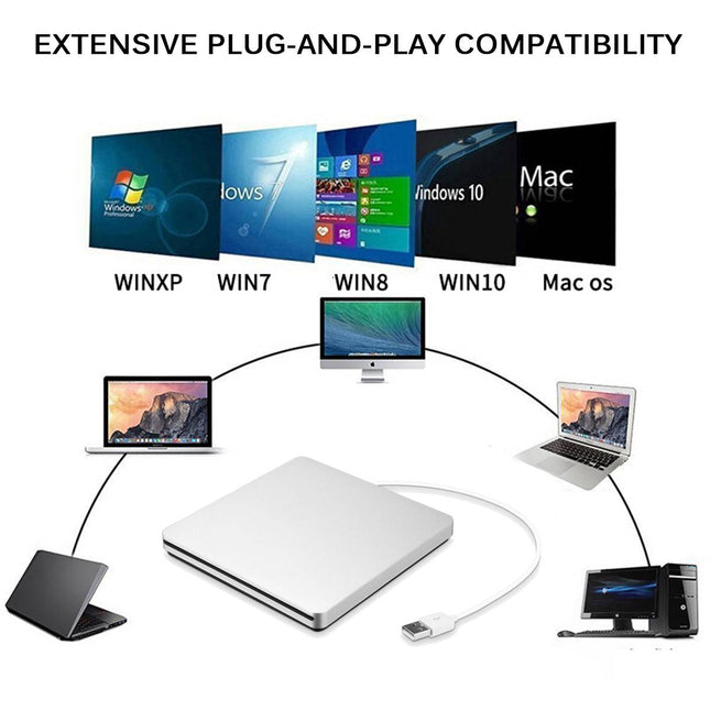 Compact USB CD/DVD Drive for Laptops with Plug-and-Play Functionality | Lightweight Design for On-the-Go Professionals 1