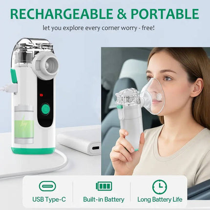 Compact USB Rechargeable Mist Inhaler with Whisper-Quiet Operation | Portable Relief for Easy Breathing 3