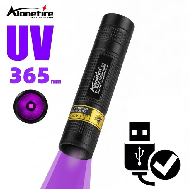 Compact UV Flashlight | 365nm Blacklight with USB Rechargeable Battery | Ideal for Pet Stain Detection 1