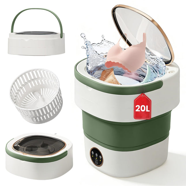 Compact Washer | 20L Mini Foldable Washing Machine with Spin Basket | 3 Cleaning Modes for Efficient Laundry 0