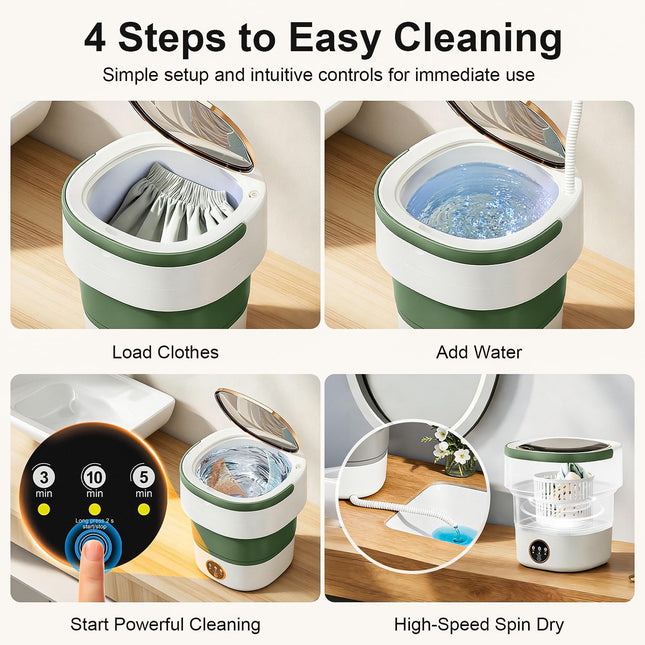Compact Washer | 20L Mini Foldable Washing Machine with Spin Basket | 3 Cleaning Modes for Efficient Laundry 1