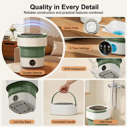 Compact Washer | 20L Mini Foldable Washing Machine with Spin Basket | 3 Cleaning Modes for Efficient Laundry 4