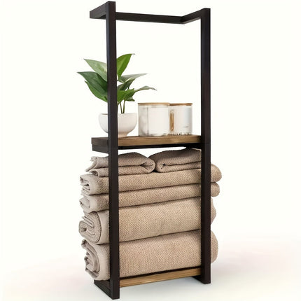 Contemporary Metal Towel Rack with Waterproof Shelf | Space-Saving Design for Organized Bathrooms 5