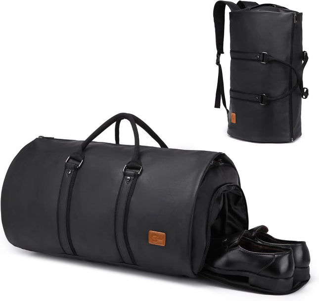Convertible Travel Duffel Bag with Waterproof PU Leather & Shoe Compartment | Versatile Weekender for Business and Leisure 0
