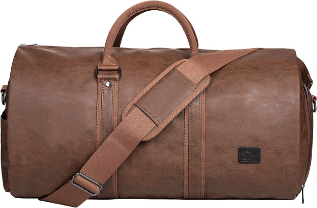 Convertible Travel Duffel Bag with Waterproof PU Leather & Shoe Compartment | Versatile Weekender for Business and Leisure 1