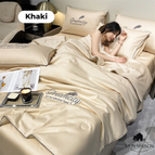 Khaki / 4-piece set (duvet cover1 + pillowcase2 + fitted sheet*1) / (60*80inch)