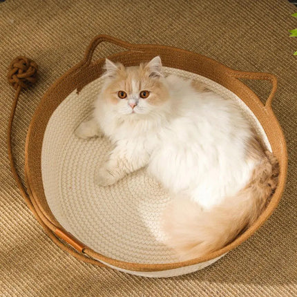 CoolPaws | Cooling Cat Bed with Hand-Woven Design | Breathable Comfort for Summer Relaxation 2
