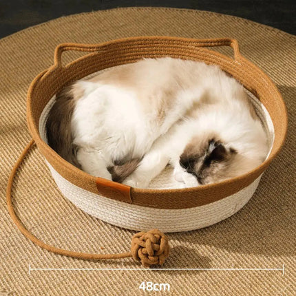 CoolPaws | Cooling Cat Bed with Hand-Woven Design | Breathable Comfort for Summer Relaxation 4