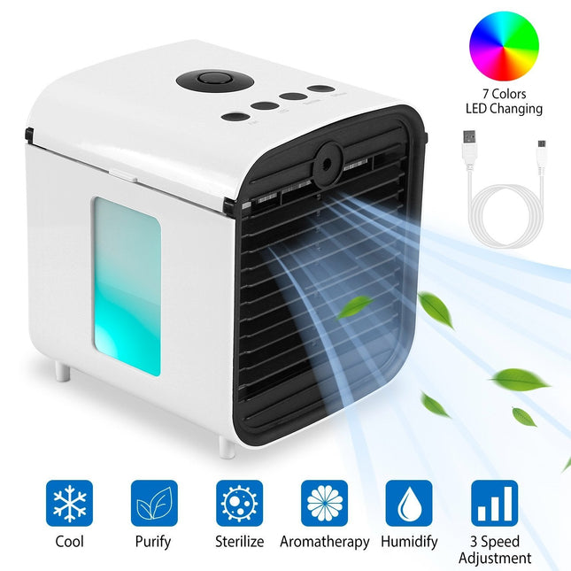 Cool Breeze | Portable Mini Air Conditioner Fan with 7 LED Colors | Humidified Air for Comfort 0