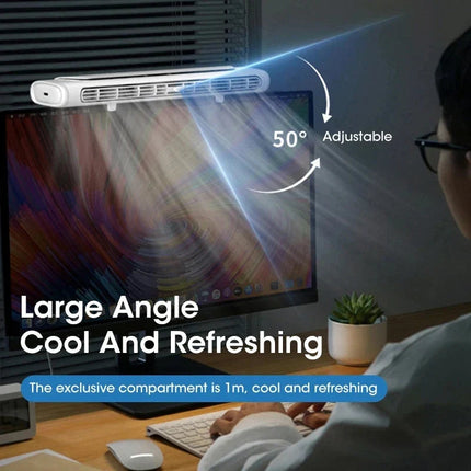 Cool Monitor Fan | USB Rechargeable Clip-On Air Conditioner with LED Light Strip | Adjustable Speed for Enhanced Comfort 4