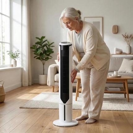 Cooling Breeze | Portable Air Cooler Tower Fan with Quiet Operation | Slim Design for Space-Saving Comfort 4