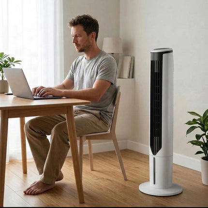Cooling Breeze | Portable Air Cooler Tower Fan with Quiet Operation | Slim Design for Space-Saving Comfort 5