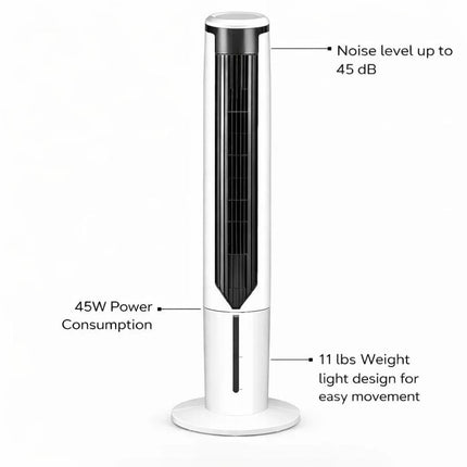 Cooling Breeze | Portable Air Cooler Tower Fan with Quiet Operation | Slim Design for Space-Saving Comfort 7