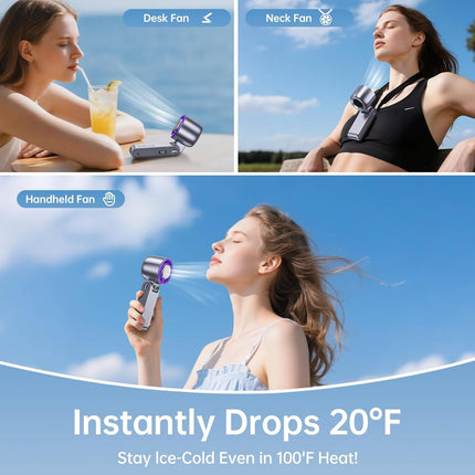 Cooling Breeze | Portable Misting Fan with Ice Cooling Technology | Adjustable Turbo Speeds for Instant Relief 2