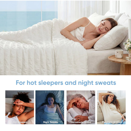 Cooling Comforter | Lightweight Seersucker Design with Vertical Stripes | Breathable Fabric for Hot Sleepers 3