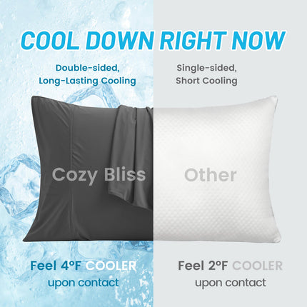 Cooling Pillowcases | Charcoal Grey Fabric with Japanese Technology | Breathable Design for Hot Sleepers 2