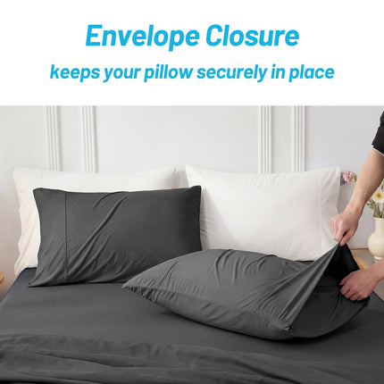 Cooling Pillowcases | Charcoal Grey Fabric with Japanese Technology | Breathable Design for Hot Sleepers 5