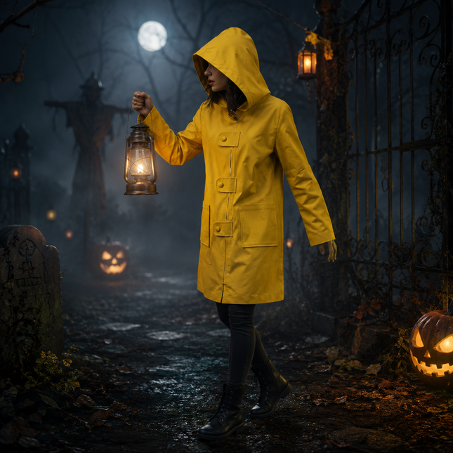 Cosplay Jacket | Hooded Raincoat Costume with Zipper Closure | Versatile Outfit for Themed Events 1