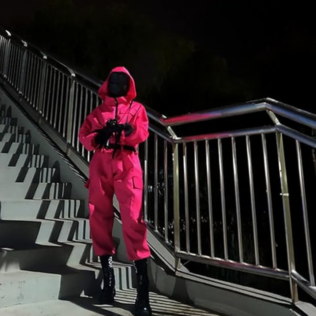 Costume Collection | Hooded Jumpsuit with Full Face Mask | Complete Look for Halloween Fun 0