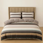 Duvet Cover Set with 2 Pillowcases, Modern Striped Bedding Set, Smooth Woven Quilt Cover in Neutral Tones