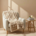 Luxury Throw Blanket, Rabbit Fur Blanket with Dehaired Angora, Plush Soft Blanket for Bed and Sofa, All Season Throw