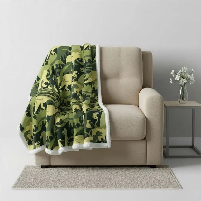 Throw Blankets for Kids, Soft Cotton Blanket with Dinosaur Print, Fluffy Childrens Blanket for Bed and Travel