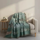 Woven Throw Blanket with Koi Fish Pattern, Sofa Throw Blanket for Couch, Cotton Blend Couch Cover for Bed and Chair
