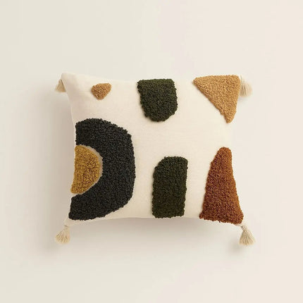 Decorative Pillow Cover 18x18, Tufted Cotton Throw Pillow Cover with Zipper, Abstract Dark Grey Cushion Cover for Sofa
