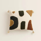 Decorative Pillow Cover 18x18, Tufted Cotton Throw Pillow Cover with Zipper, Abstract Dark Grey Cushion Cover for Sofa