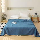 Cotton Throw Blanket | Soft Leaf Woven Blanket with Antibacterial Properties | Cozy Comfort for All Seasons 0