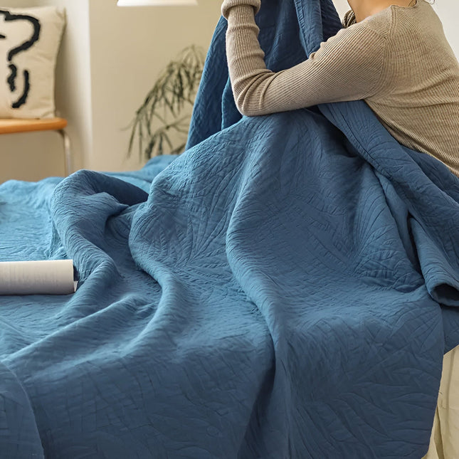 Cotton Throw Blanket | Soft Leaf Woven Blanket with Antibacterial Properties | Cozy Comfort for All Seasons 1