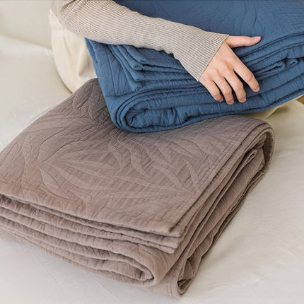 Cotton Throw Blanket | Soft Leaf Woven Blanket with Antibacterial Properties | Cozy Comfort for All Seasons 2