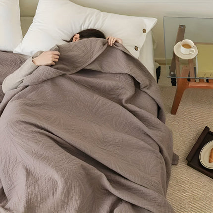 Cotton Throw Blanket | Soft Leaf Woven Blanket with Antibacterial Properties | Cozy Comfort for All Seasons 8
